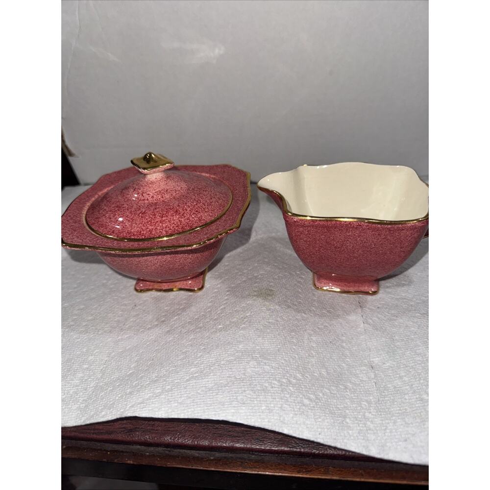 2pc Royal Winton Grimwades Rose PinkCreamer Sugar England